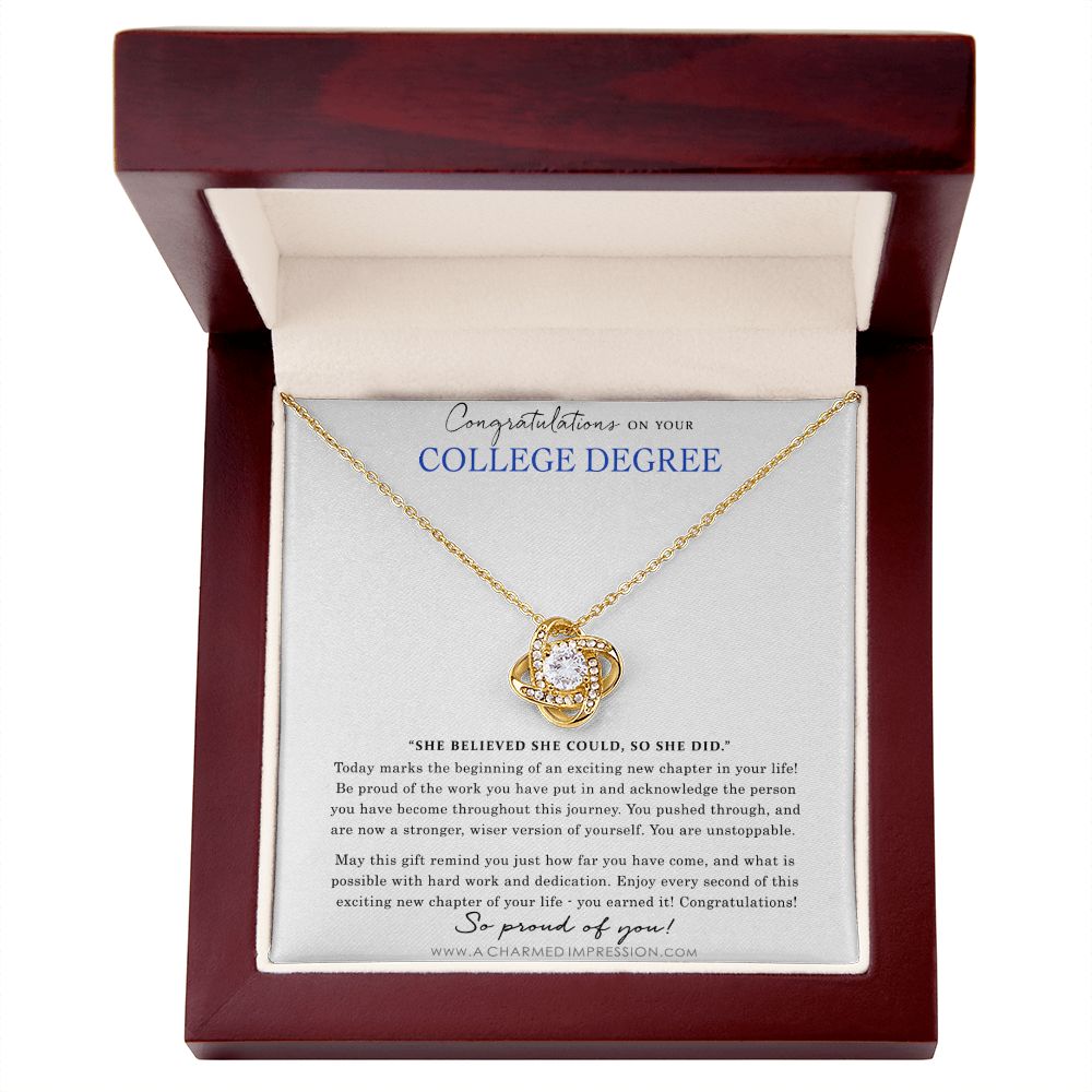 Personalized Graduation Gift - Proud of You - College Degree Cards - Love Knot Necklace