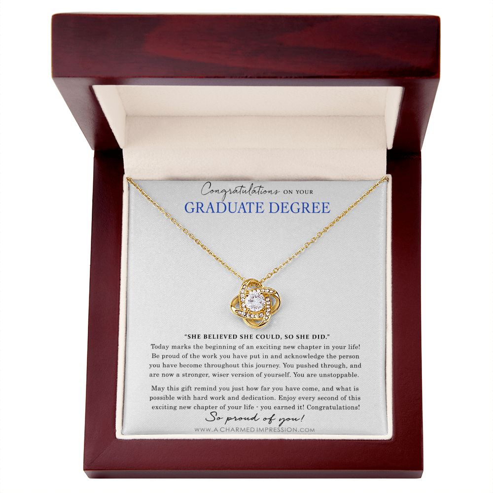 Personalized Graduation Gift - Proud of You - Graduate Degree Cards - Love Knot Necklace
