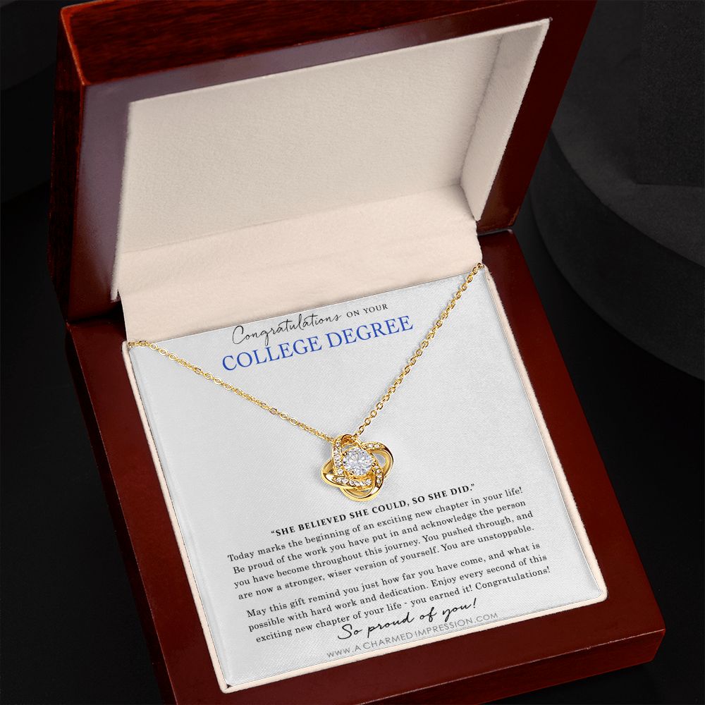 Personalized Graduation Gift - Proud of You - College Degree Cards - Love Knot Necklace