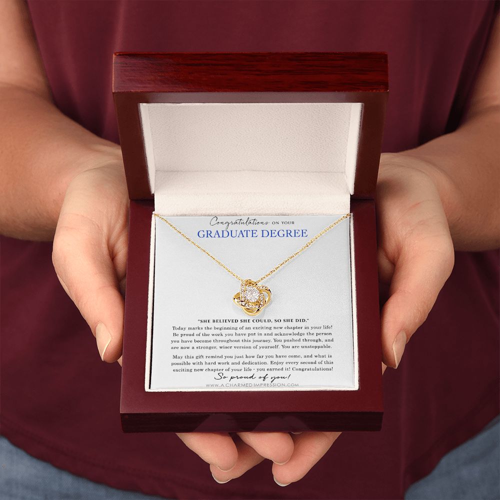 Personalized Graduation Gift - Proud of You - Graduate Degree Cards - Love Knot Necklace
