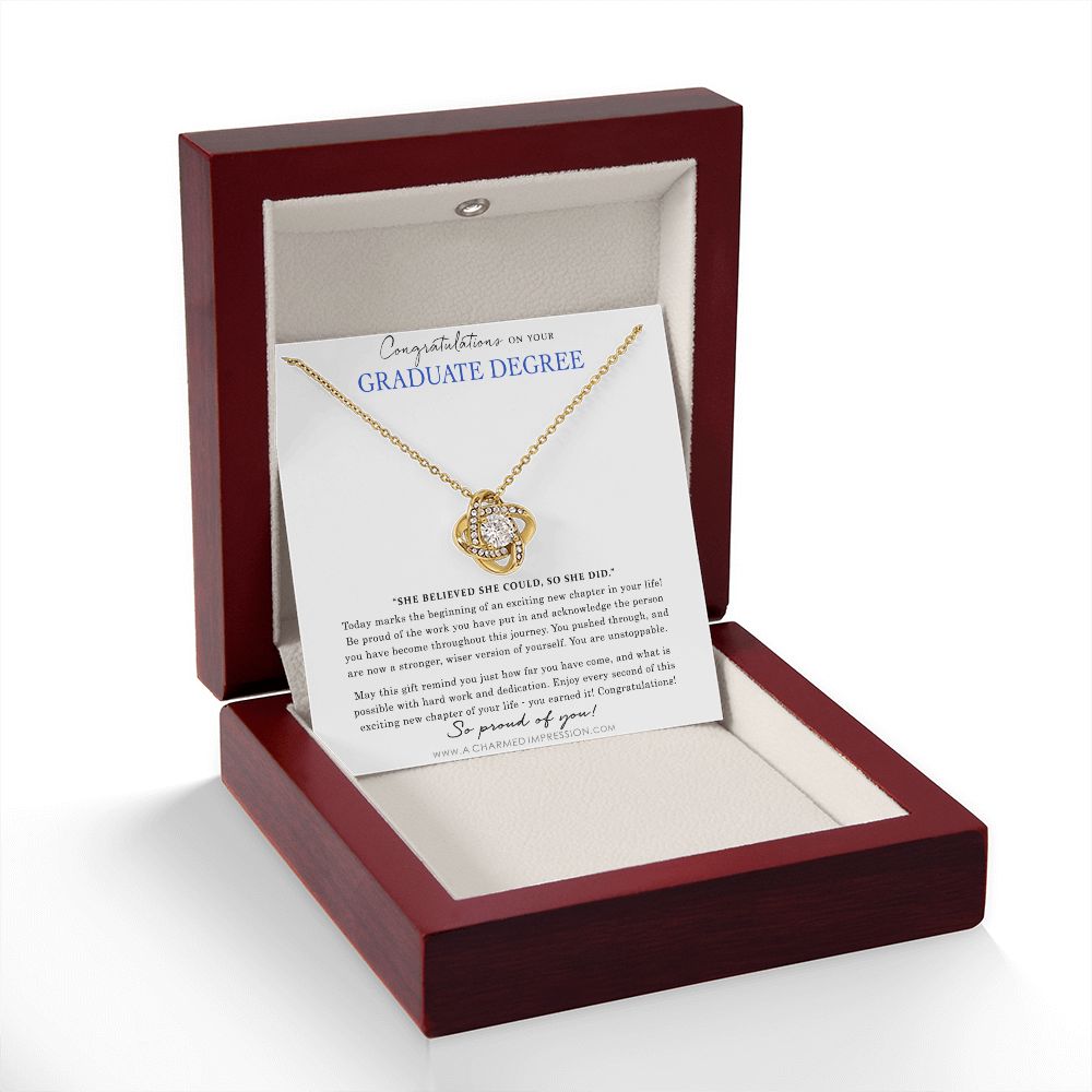 Personalized Graduation Gift - Proud of You - Graduate Degree Cards - Love Knot Necklace