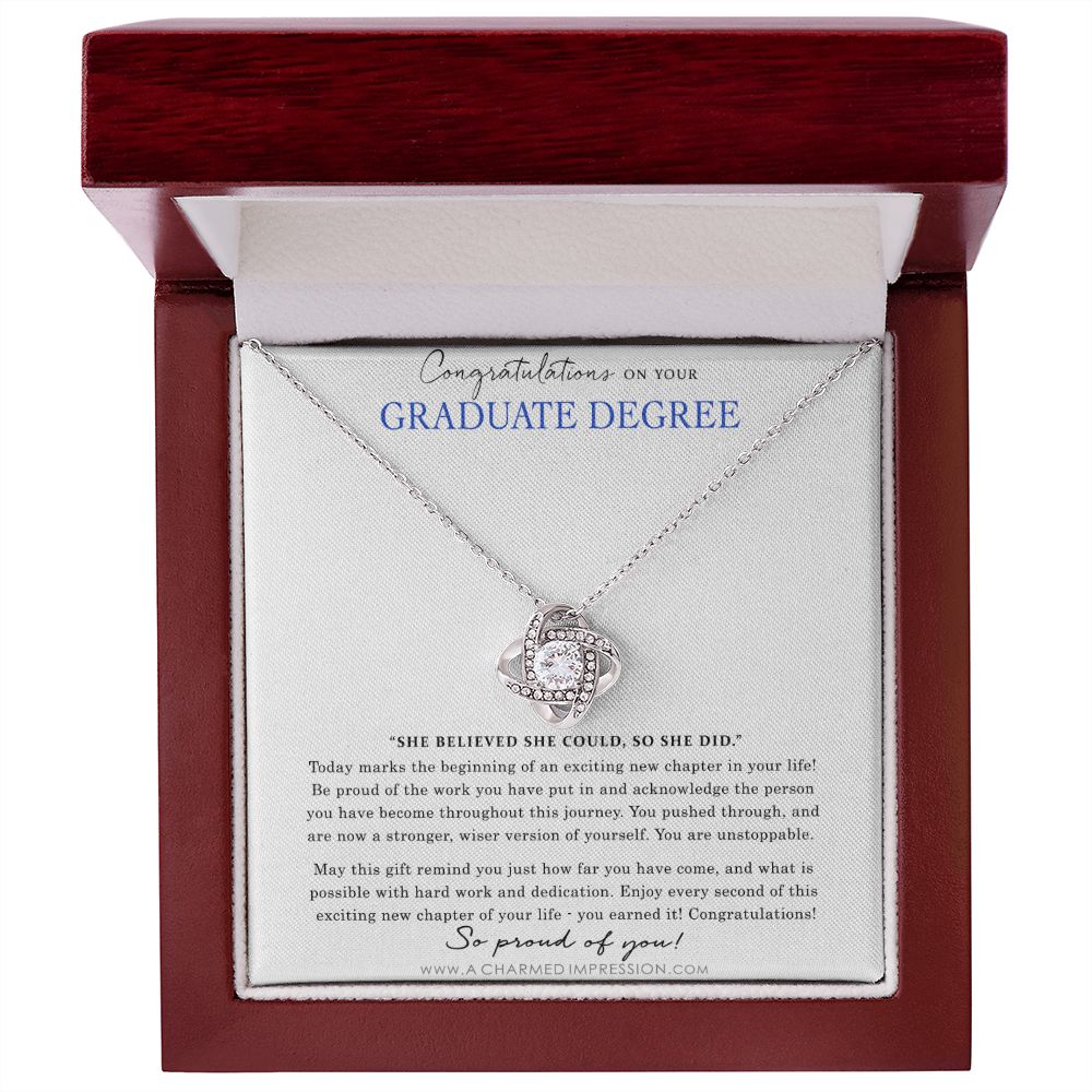Personalized Graduation Gift - Proud of You - Graduate Degree Cards - Love Knot Necklace
