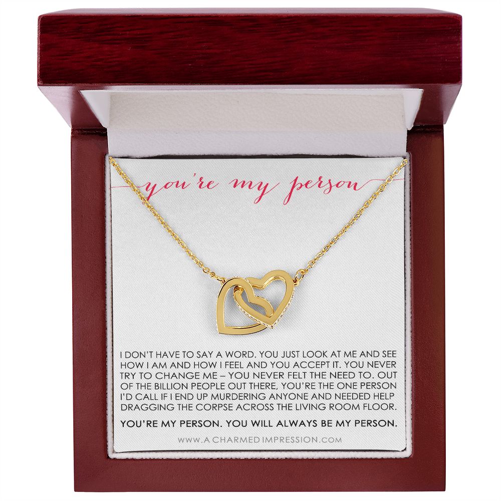 You Are My Person Gift, Best Friend Gift, You're My Person Necklace, Greys Anatomy Quote, Bestie Gift, BFF Gift, Interlocking Hearts