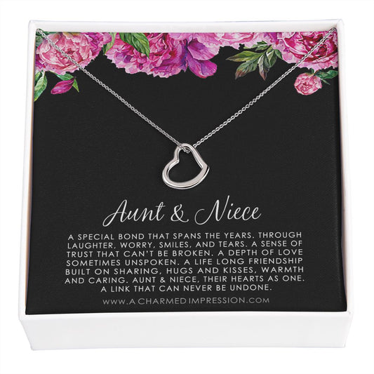 Auntie to Niece Jewelry, Special Niece Necklace, Aunt and Niece Gift, Niece Keepsakes - Delicate Heart Necklace