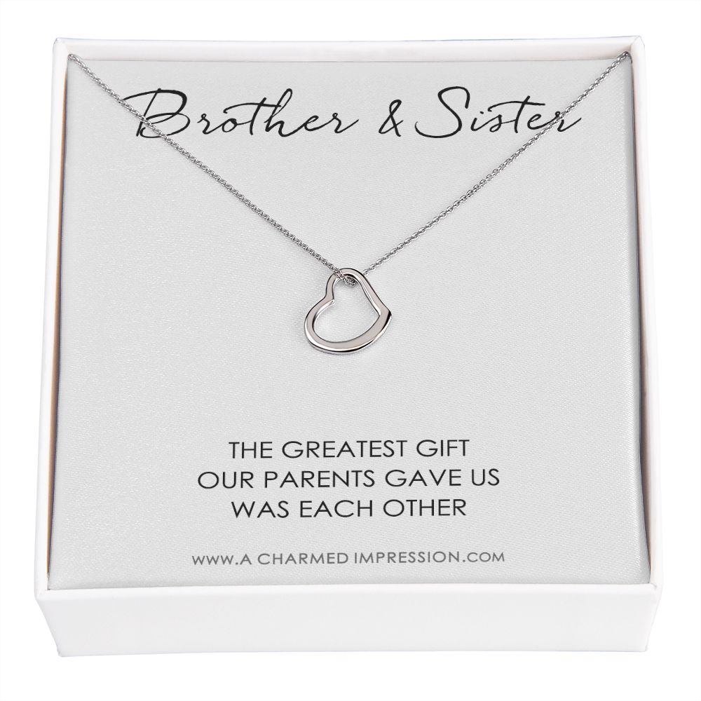 Sister Birthday Gift for Sister gift Ideas Sister Necklace, unique birthday gifts for sister from brother, gift from brother to sister - Delicate Heart Necklace