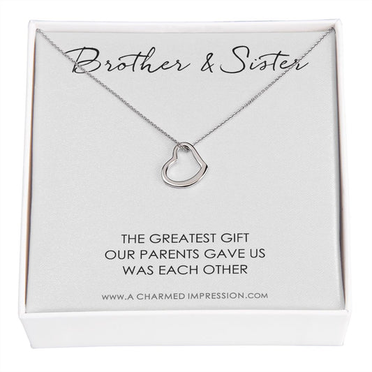 Sister Birthday Gift for Sister gift Ideas Sister Necklace, unique birthday gifts for sister from brother, gift from brother to sister - Delicate Heart Necklace
