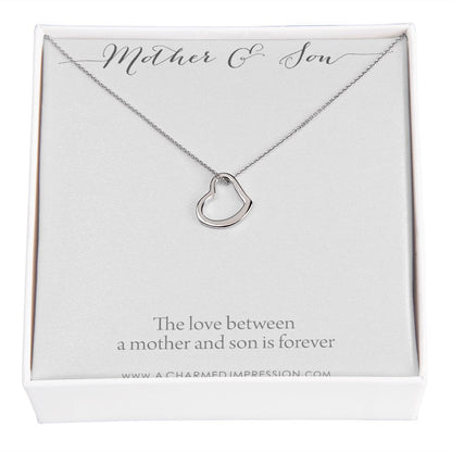 Mother and Son Necklace, Mom Appreciation Present, Boy Mom Gift, for Mom Jewelry, Sentimental Mom Birthday Gifts, Mum and Son Jewellery - Delicate Heart Necklace