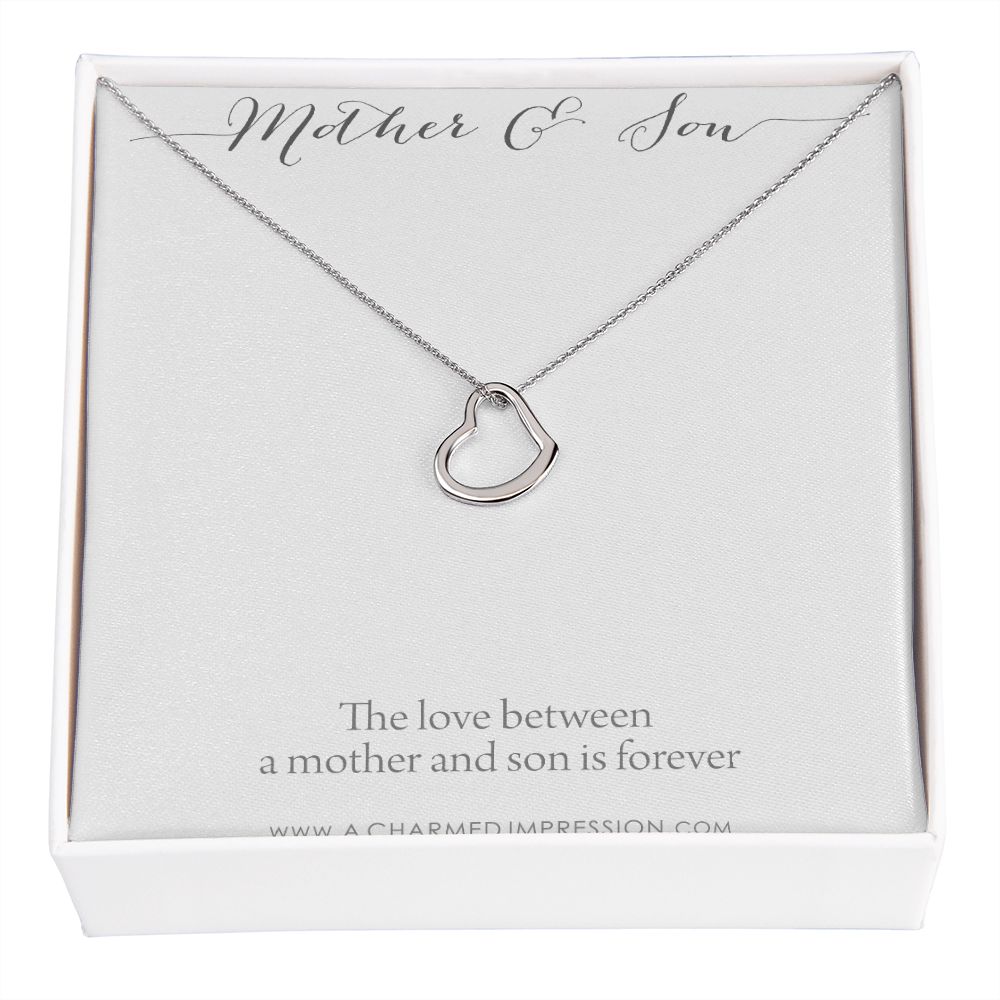 Mother and Son Necklace, Mom Appreciation Present, Boy Mom Gift, for Mom Jewelry, Sentimental Mom Birthday Gifts, Mum and Son Jewellery - Delicate Heart Necklace