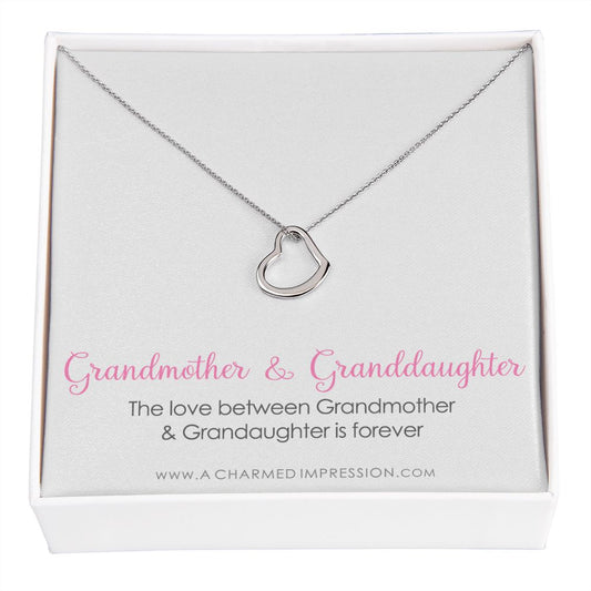 Grandmother & Granddaughter Necklace, Grandma Gift, Grandmother Jewelry, Granddaughter Gift, Granddaughter Birthday Gift, Mothers Day - Delicate Heart Necklace