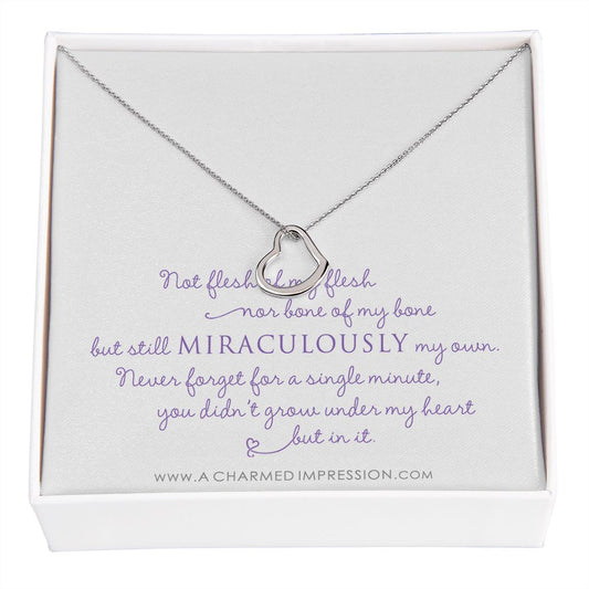 Unbiological Mother & Child Gift, Intentional Keepsake Jewelry, Adoption Gotcha Day Gifts for Women Girls, Daughter Stepdaughter - Delicate Heart Necklace