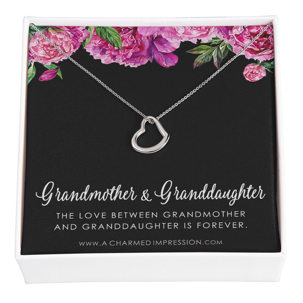Grandmother & Granddaughter Necklace, Grandma Gift, Grandmother Jewelry, Granddaughter Gift, Granddaughter Birthday Gift, Mothers Day - Delicate Heart Necklace