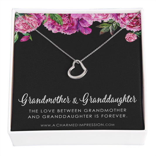 Grandmother & Granddaughter Necklace, Grandma Gift, Grandmother Jewelry, Granddaughter Gift, Granddaughter Birthday Gift, Mothers Day - Delicate Heart Necklace