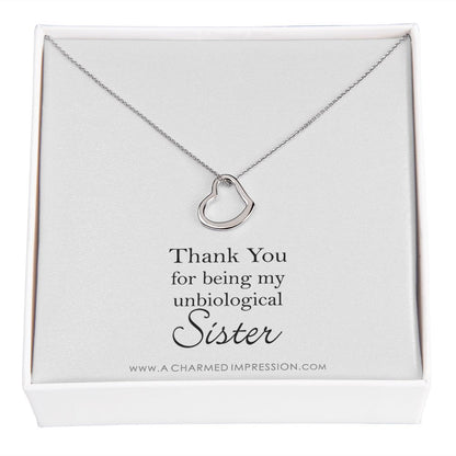 Unbiological Sister Necklace, Bonus Sister Gift, Sister-in-Law Gift, Jewelry for Sister in Law, Step Sister Gift, Soul Sister, Best Friend - Delicate Heart Necklace