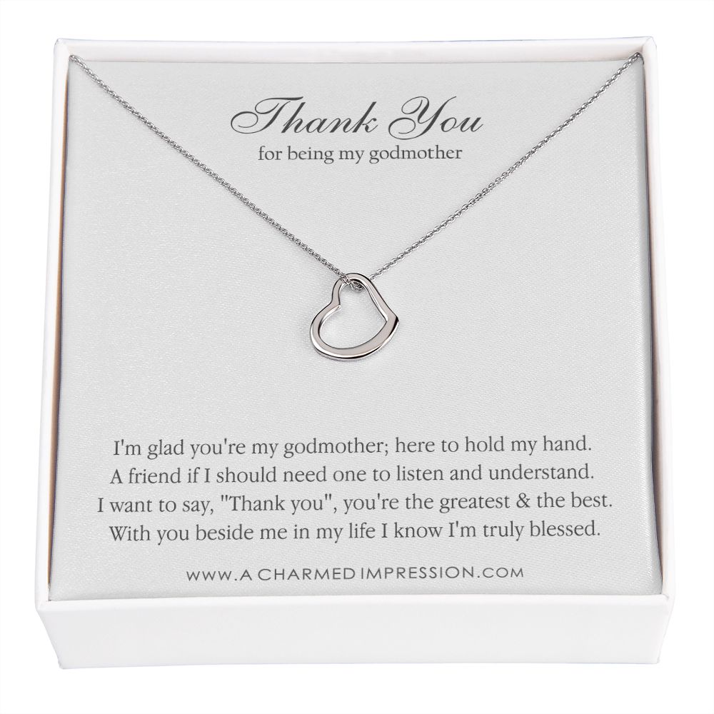Godmother & Godchild Necklace, Gift for Godmother from Godchild, Godmother Gift, Jewelry for Godmother - Delicate Heart Necklace