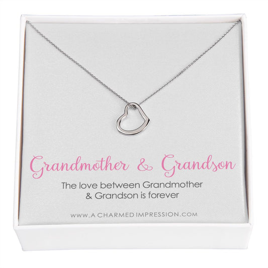 Grandma Gift, Grandmother Grandson Gift, Grandmother Granddaughter Necklace, To My Grandma From Grandchild Jewelry, Top Grandma Gift - Delicate Heart Necklace