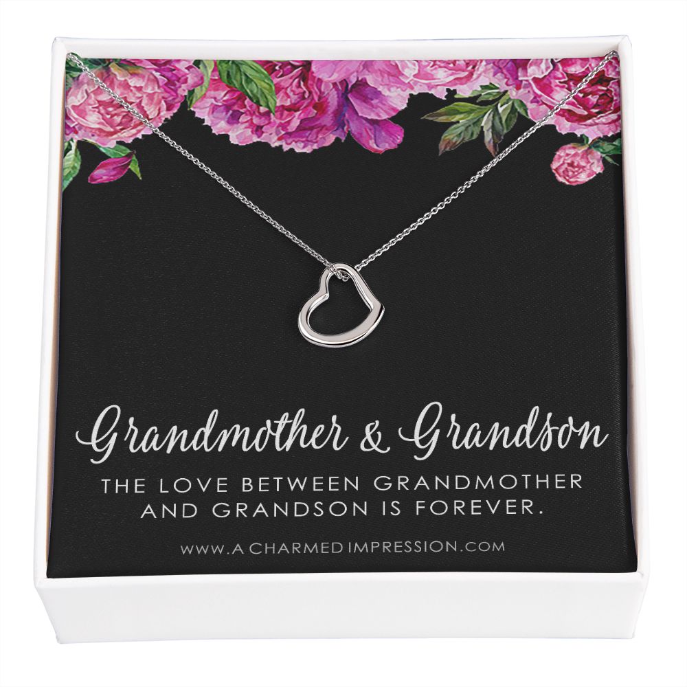 Grandma Gift, Grandmother Grandson Gift, Grandmother Granddaughter Necklace, To My Grandma From Grandchild Jewelry, Top Grandma Gift - Delicate Heart Necklace