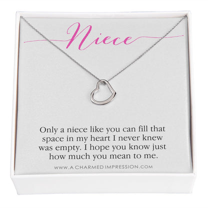 Niece Gift from Aunt, Gift for Niece Necklace, Niece Jewelry, Niece Wedding Gift, Niece Confirmation, Niece Birthday Gift ideas - Delicate Heart Necklace