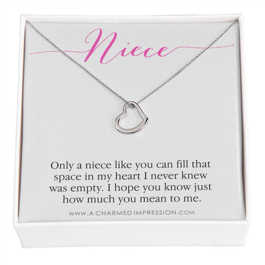 Niece Gift from Aunt, Gift for Niece Necklace, Niece Jewelry, Niece Wedding Gift, Niece Confirmation, Niece Birthday Gift ideas - Delicate Heart Necklace