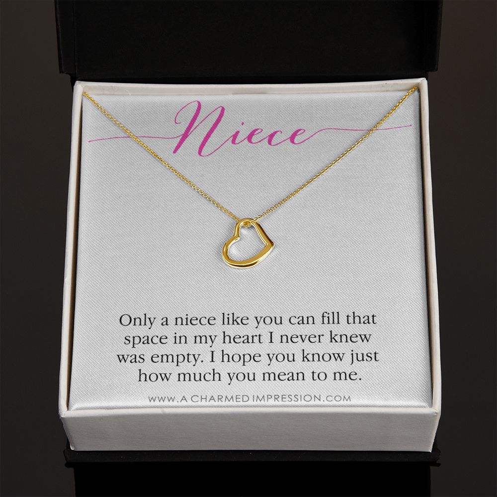 Niece Gift from Aunt, Gift for Niece Necklace, Niece Jewelry, Niece Wedding Gift, Niece Confirmation, Niece Birthday Gift ideas - Delicate Heart Necklace