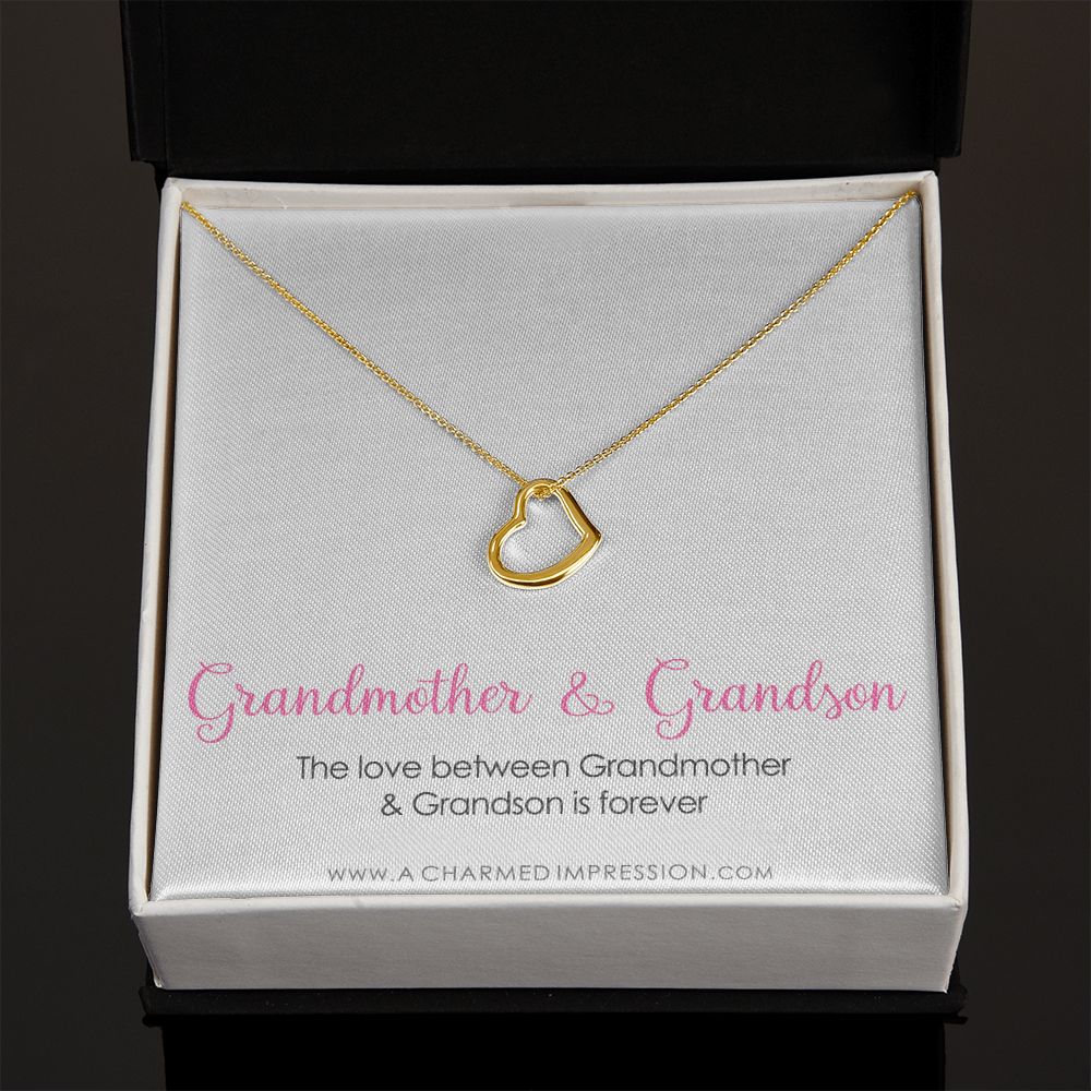 Grandma Gift, Grandmother Grandson Gift, Grandmother Granddaughter Necklace, To My Grandma From Grandchild Jewelry, Top Grandma Gift - Delicate Heart Necklace
