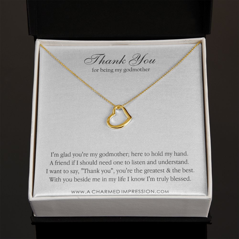 Godmother & Godchild Necklace, Gift for Godmother from Godchild, Godmother Gift, Jewelry for Godmother - Delicate Heart Necklace