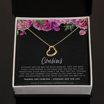Gift for Cousin Gifts, Cousin Necklace, Cousin Christmas gifts for Cousins gift Idea, Cousin Best Friend Cousin Birthday Gift - Delicate Heart Necklace
