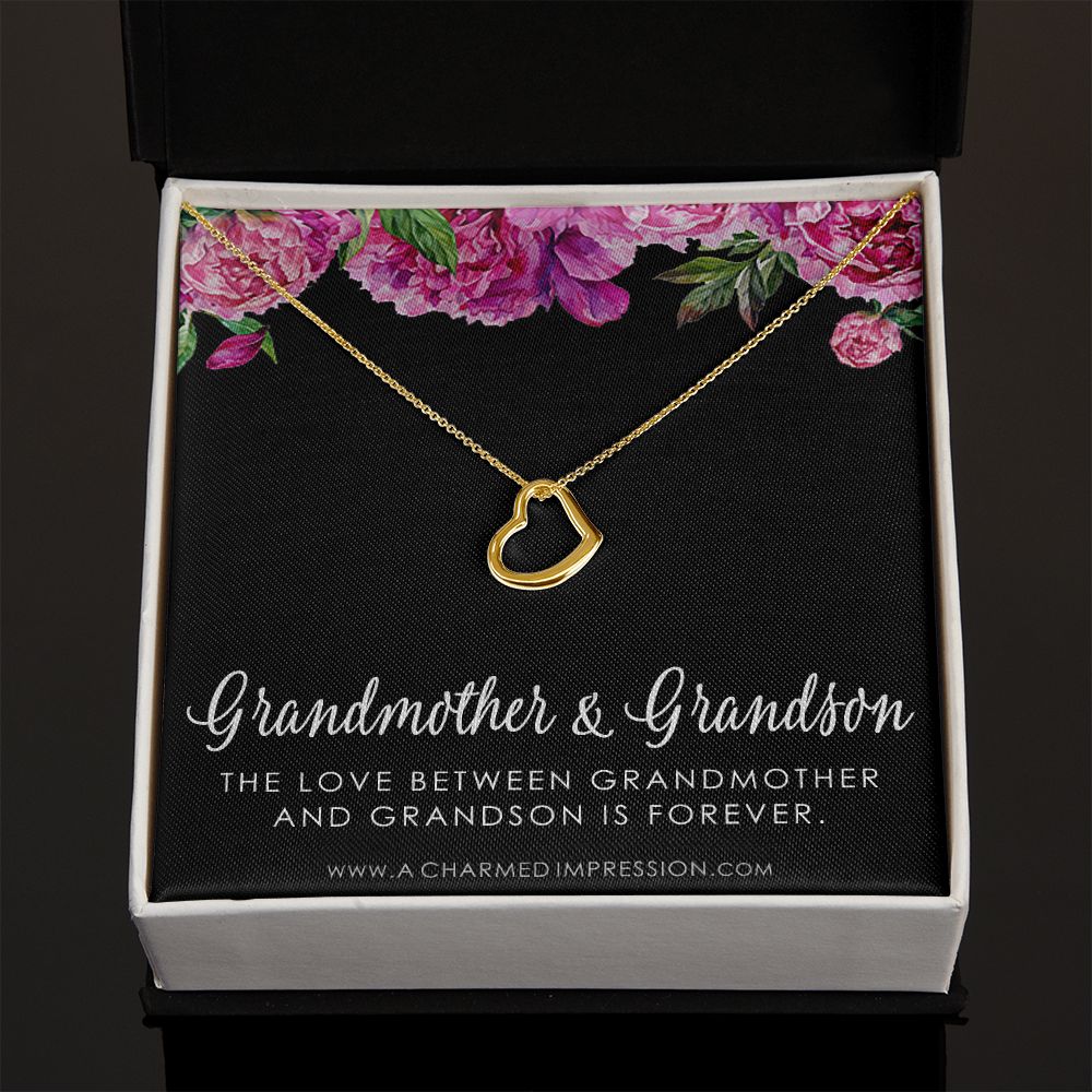 Grandma Gift, Grandmother Grandson Gift, Grandmother Granddaughter Necklace, To My Grandma From Grandchild Jewelry, Top Grandma Gift - Delicate Heart Necklace