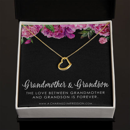 Grandma Gift, Grandmother Grandson Gift, Grandmother Granddaughter Necklace, To My Grandma From Grandchild Jewelry, Top Grandma Gift - Delicate Heart Necklace