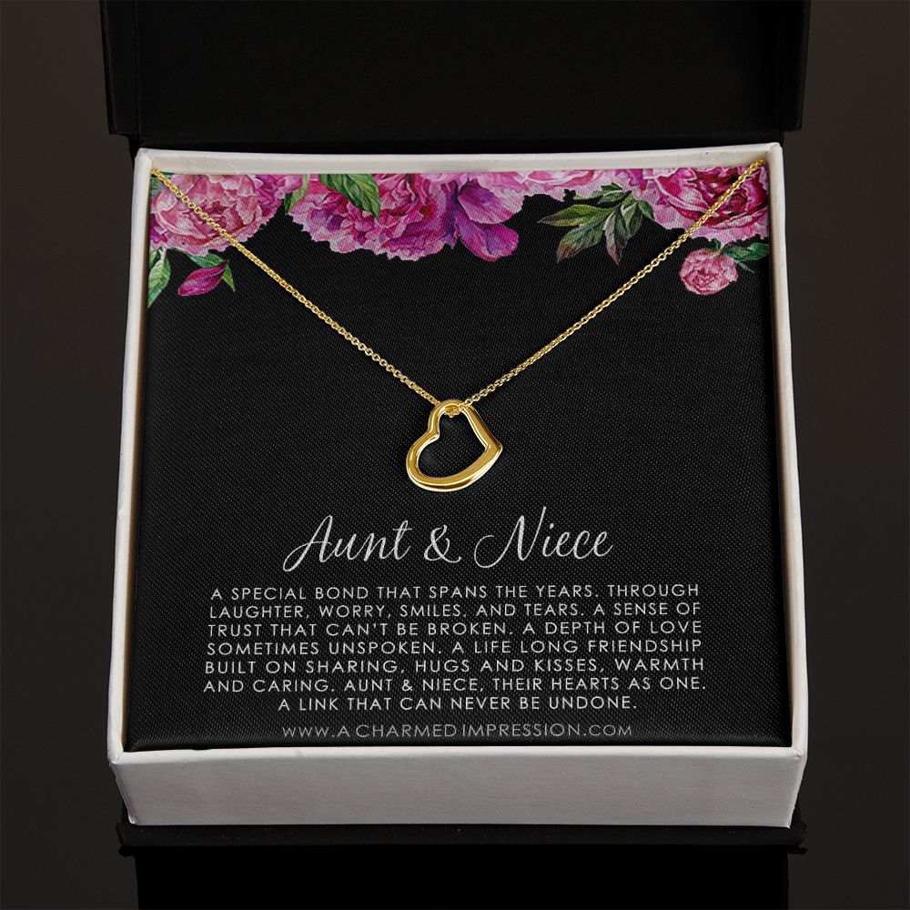 Auntie to Niece Jewelry, Special Niece Necklace, Aunt and Niece Gift, Niece Keepsakes - Delicate Heart Necklace