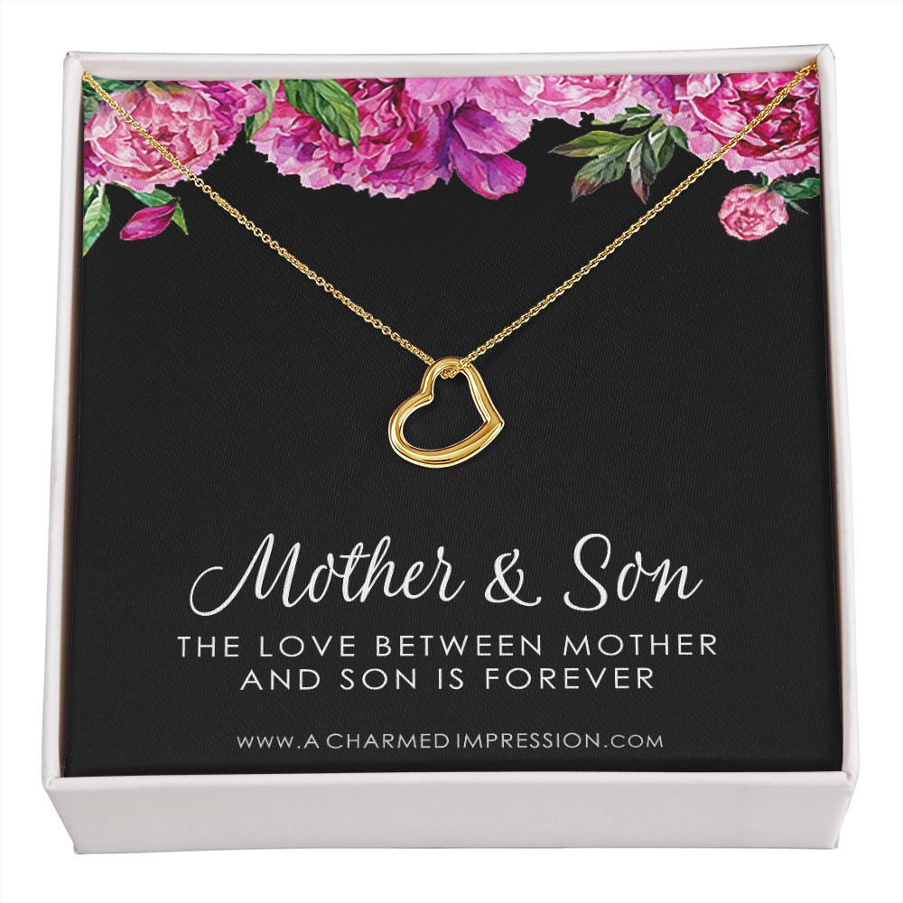Gifts for Mom Jewelry, Mother and Son Necklace, Boy Mom Gift, Mom Gift from Son, Mother of the Groom, Mother's Day Birthday - Delicate Heart Necklace