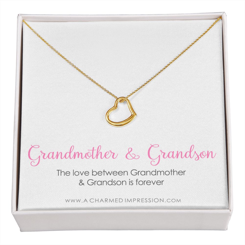 Grandma Gift, Grandmother Grandson Gift, Grandmother Granddaughter Necklace, To My Grandma From Grandchild Jewelry, Top Grandma Gift - Delicate Heart Necklace
