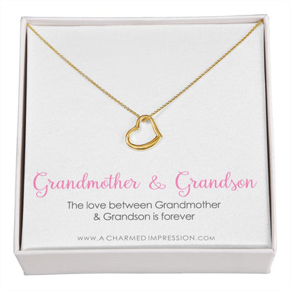 Grandma Gift, Grandmother Grandson Gift, Grandmother Granddaughter Necklace, To My Grandma From Grandchild Jewelry, Top Grandma Gift - Delicate Heart Necklace