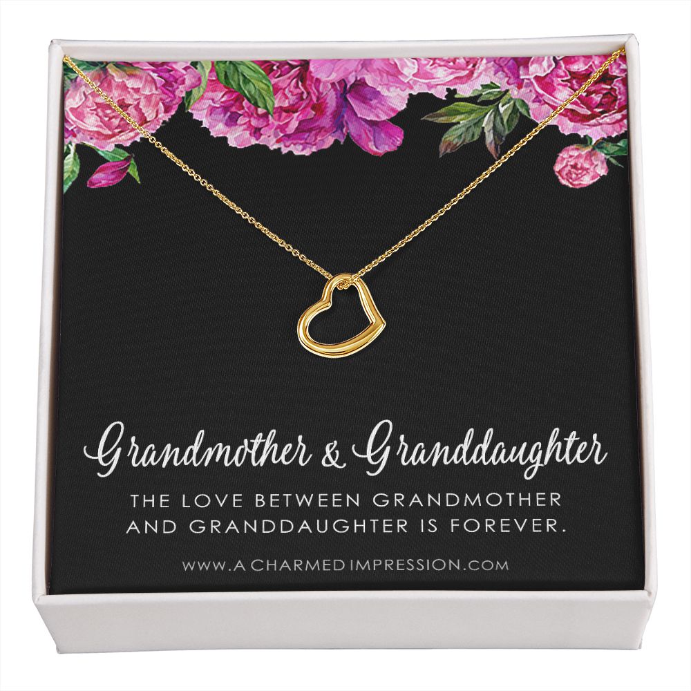 Grandmother & Granddaughter Necklace, Grandma Gift, Grandmother Jewelry, Granddaughter Gift, Granddaughter Birthday Gift, Mothers Day - Delicate Heart Necklace