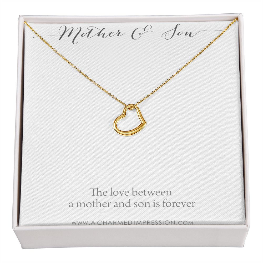 Mother and Son Necklace, Mom Appreciation Present, Boy Mom Gift, for Mom Jewelry, Sentimental Mom Birthday Gifts, Mum and Son Jewellery - Delicate Heart Necklace