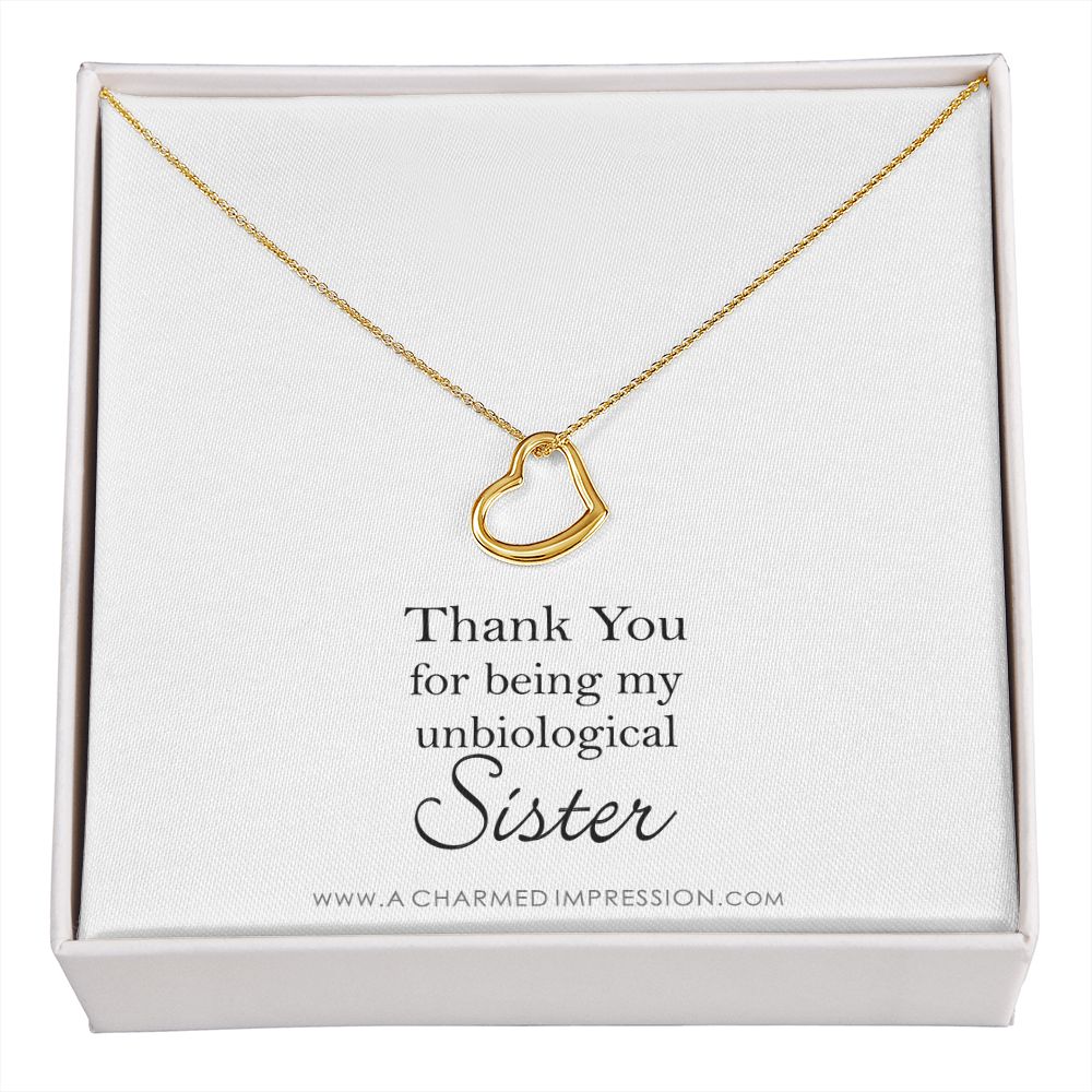 Unbiological Sister Necklace, Bonus Sister Gift, Sister-in-Law Gift, Jewelry for Sister in Law, Step Sister Gift, Soul Sister, Best Friend - Delicate Heart Necklace