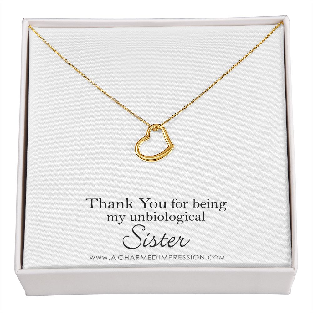 Unbiological Sister Necklace, Bonus Sister Gift, Sister-in-Law Gift, Jewelry for Sister in Law, Step Sister Gift, Soul Sister, Best Friend - Delicate Heart Necklace