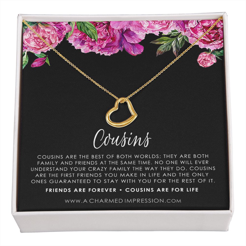 Gift for Cousin Gifts, Cousin Necklace, Cousin Christmas gifts for Cousins gift Idea, Cousin Best Friend Cousin Birthday Gift - Delicate Heart Necklace