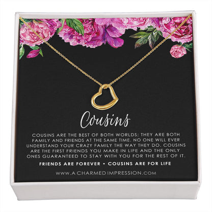 Gift for Cousin Gifts, Cousin Necklace, Cousin Christmas gifts for Cousins gift Idea, Cousin Best Friend Cousin Birthday Gift - Delicate Heart Necklace