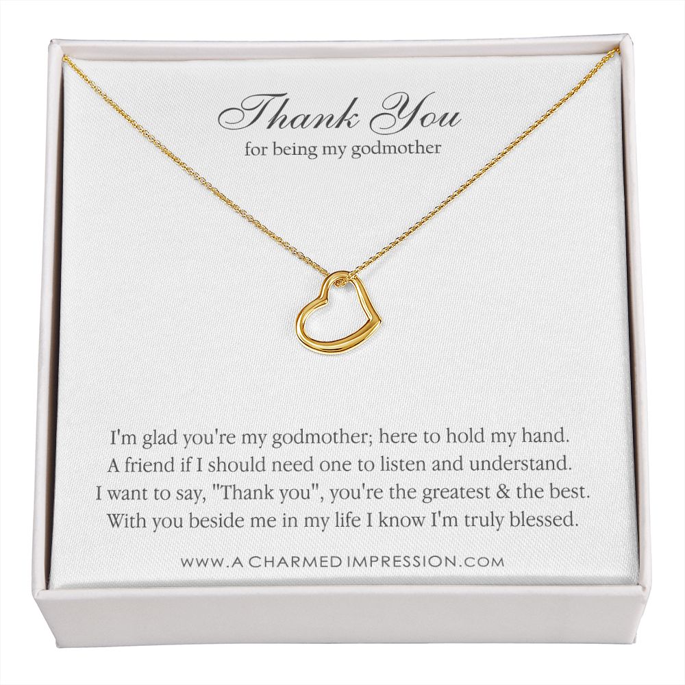 Godmother & Godchild Necklace, Gift for Godmother from Godchild, Godmother Gift, Jewelry for Godmother - Delicate Heart Necklace