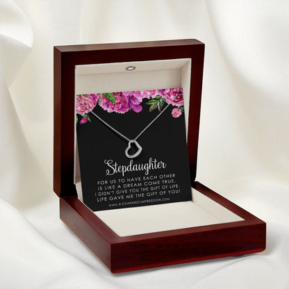Stepdaughter Gifts from Stepmom Stepdad, Birthday Gifts for Daughter from Mom Dad, Stepdaughter Necklace, Unbiological Daughter Gift - Delicate Heart Necklace