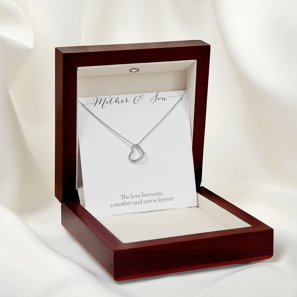 Mother and Son Necklace, Mom Appreciation Present, Boy Mom Gift, for Mom Jewelry, Sentimental Mom Birthday Gifts, Mum and Son Jewellery - Delicate Heart Necklace