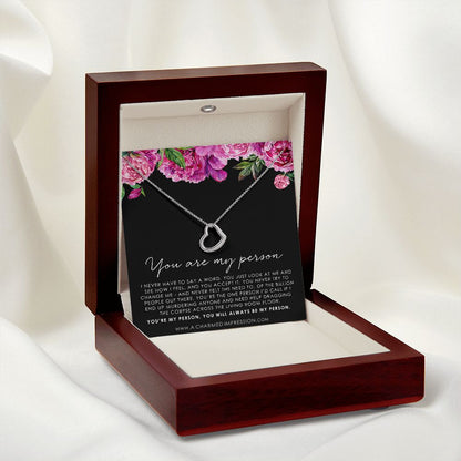 You Are My Person Gift, Best Friend Gift, You're My Person Necklace, Greys Anatomy Quote, Bestie Gift, BFF Gift - Delicate Heart Necklace