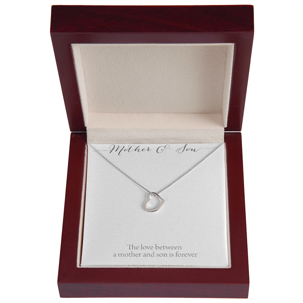Mother and Son Necklace, Mom Appreciation Present, Boy Mom Gift, for Mom Jewelry, Sentimental Mom Birthday Gifts, Mum and Son Jewellery - Delicate Heart Necklace