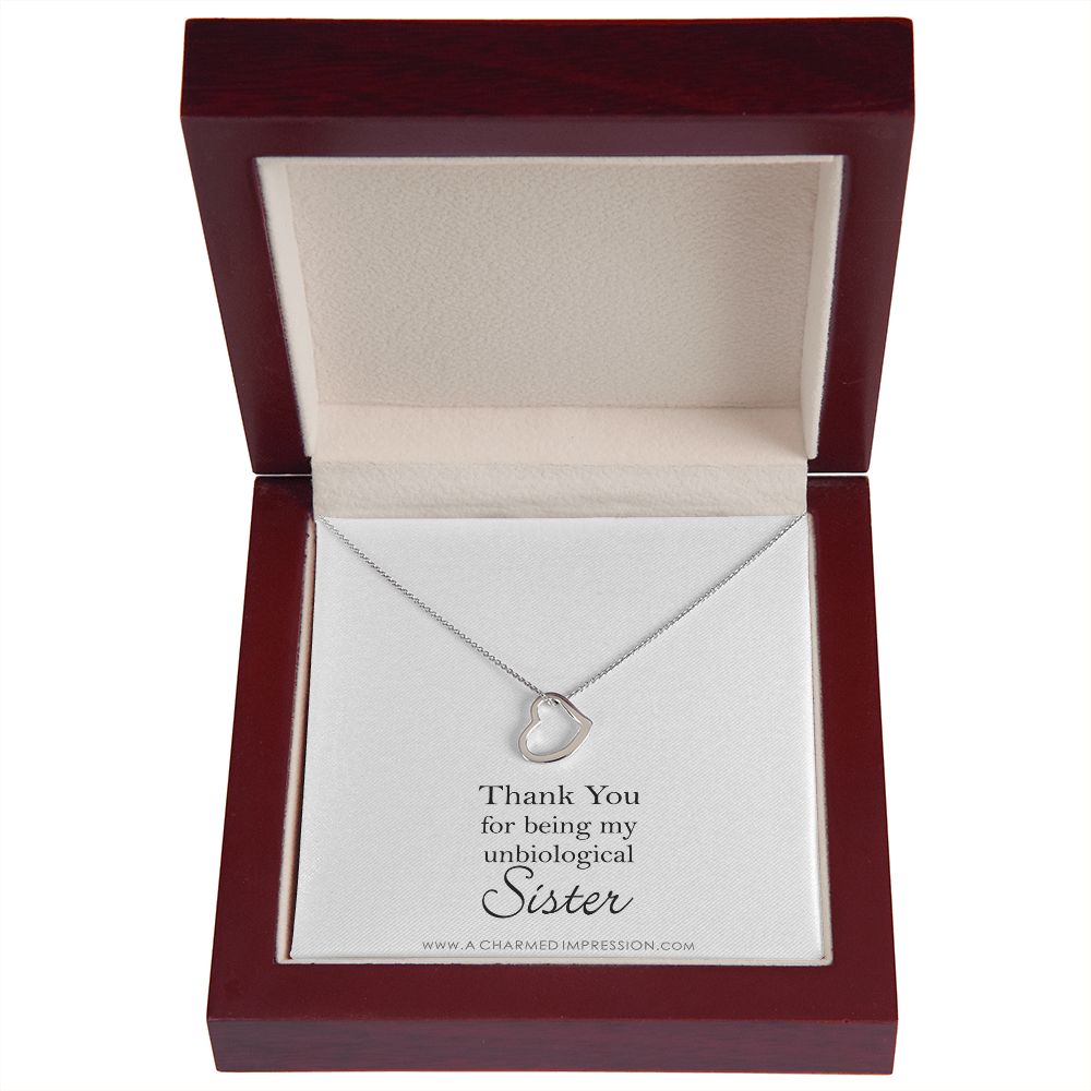 Unbiological Sister Necklace, Bonus Sister Gift, Sister-in-Law Gift, Jewelry for Sister in Law, Step Sister Gift, Soul Sister, Best Friend - Delicate Heart Necklace