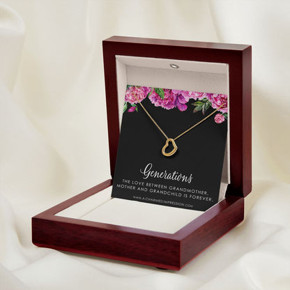Three Generations of Love • Grandmother, Mother, Daughter/Son Jewelry • Gift for Mom Grandma Grandchild, Nana Jewelry - Delicate Heart Necklace