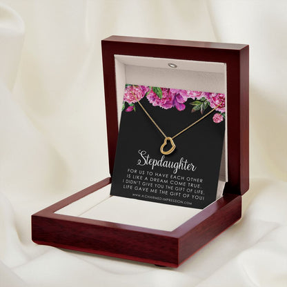 Stepdaughter Gifts from Stepmom Stepdad, Birthday Gifts for Daughter from Mom Dad, Stepdaughter Necklace, Unbiological Daughter Gift - Delicate Heart Necklace