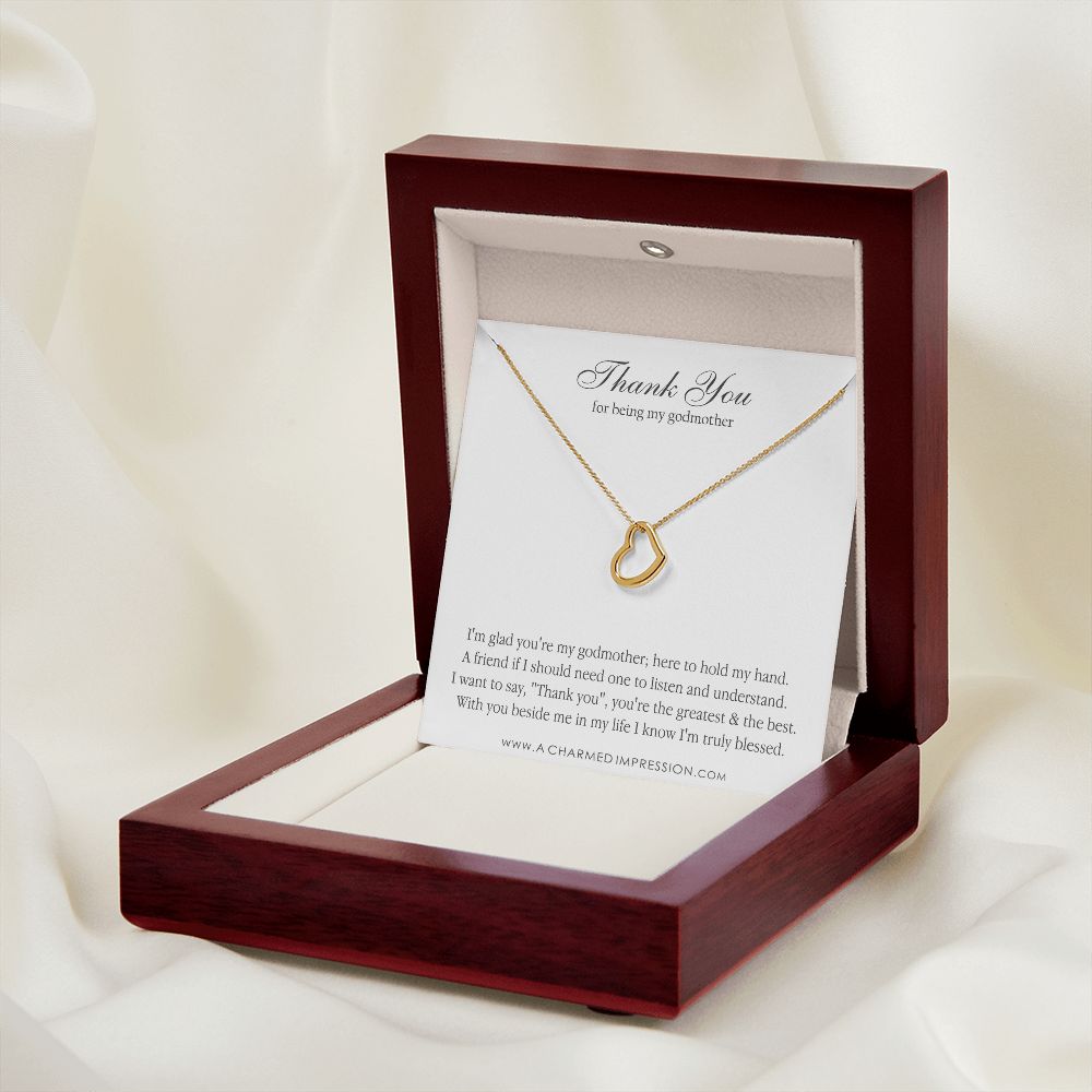 Godmother & Godchild Necklace, Gift for Godmother from Godchild, Godmother Gift, Jewelry for Godmother - Delicate Heart Necklace