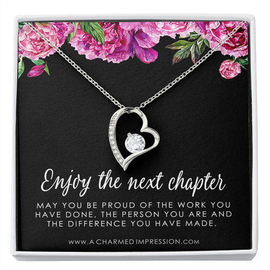 Retirement Gifts for Women, Enjoy the Next Chapter New Job, Promotion, Service Appreciation, Retirement Gift for Her, Heart Necklace