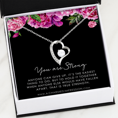 Strength Necklace, Depression, Mental Health, Cancer Survivor Necklace, Breast Cancer Survivor, Infertility Miscarry Gift, Fertility Wish
