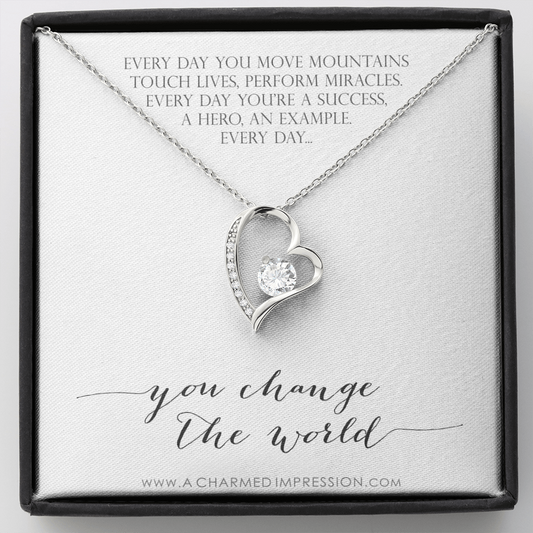 You Change the World, Nurse Appreciation Gift Necklace, Nurse Graduation, Nurse Week Jewelry, Practitioner, Nurse Retirement, Nurse Jewelry